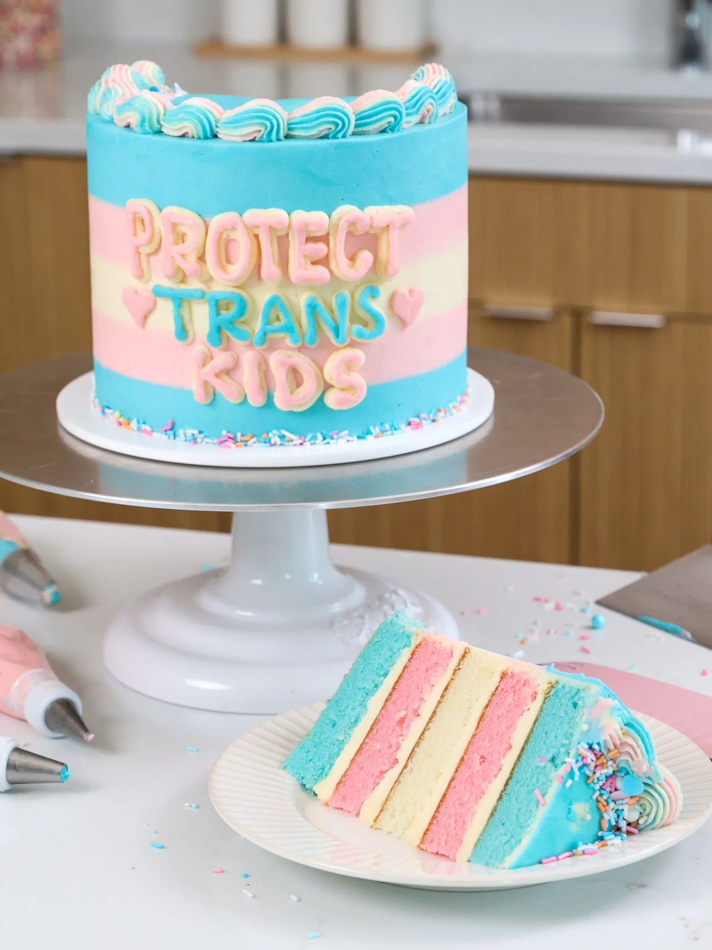 Trans Flag Cake - Delicious Recipe & Step-By-Step Tutorial