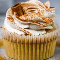 image of cinnamon cupcake recipe made with cinnamon buttercream frosting