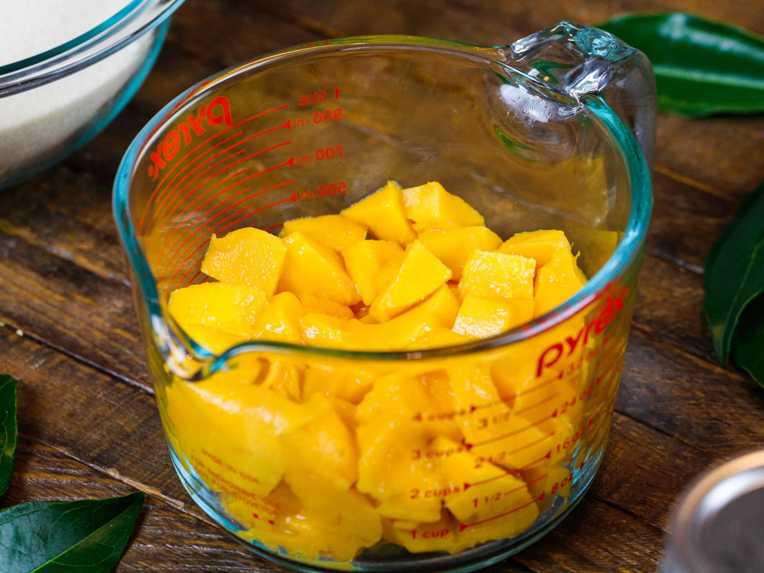 image of mango chunks cut up to be made into mango jam