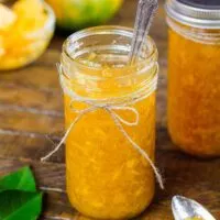 image of mango jam made in a pretty mason jar