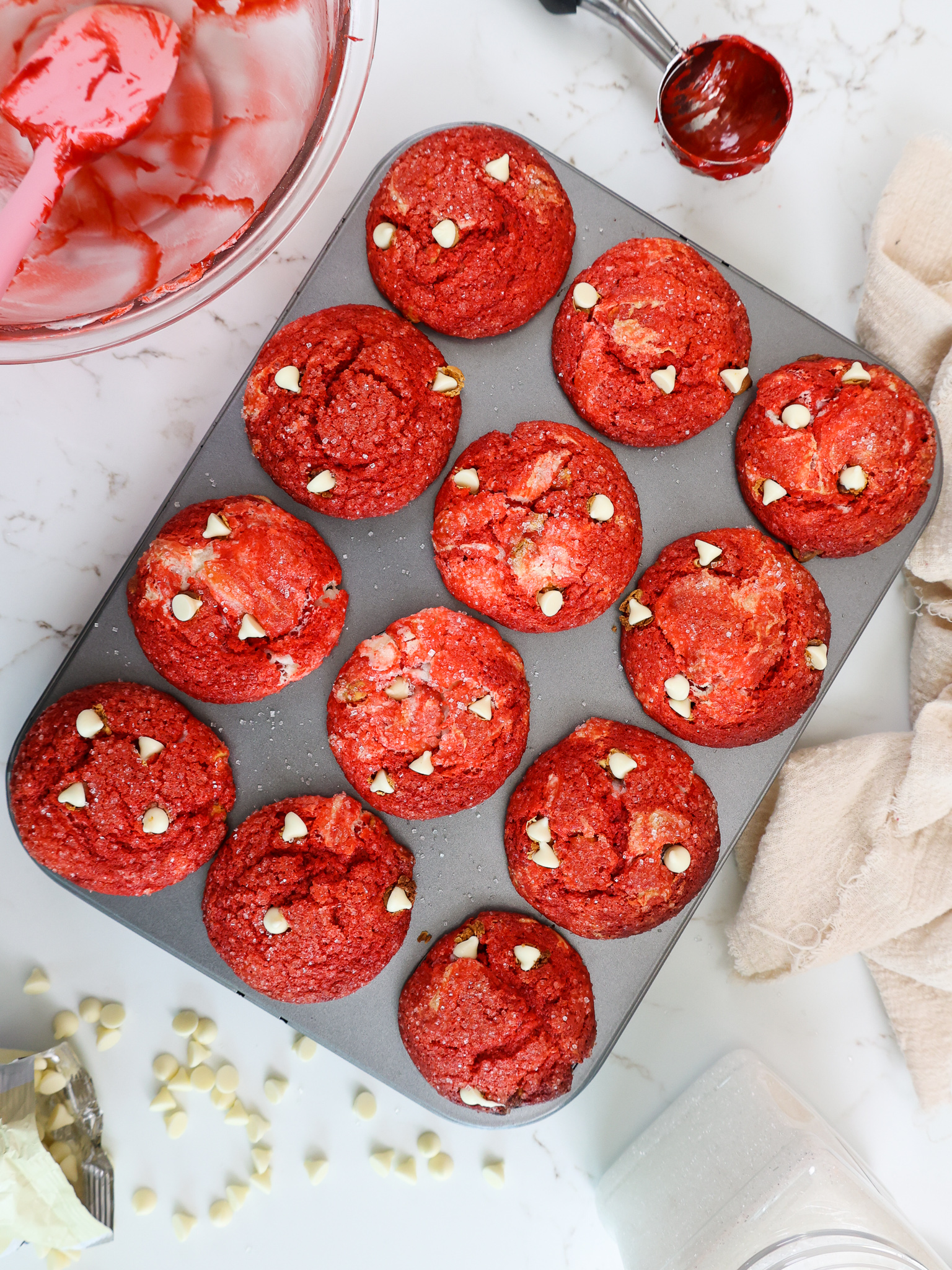 Red Velvet Cream Cheese Muffins - A baJillian Recipes