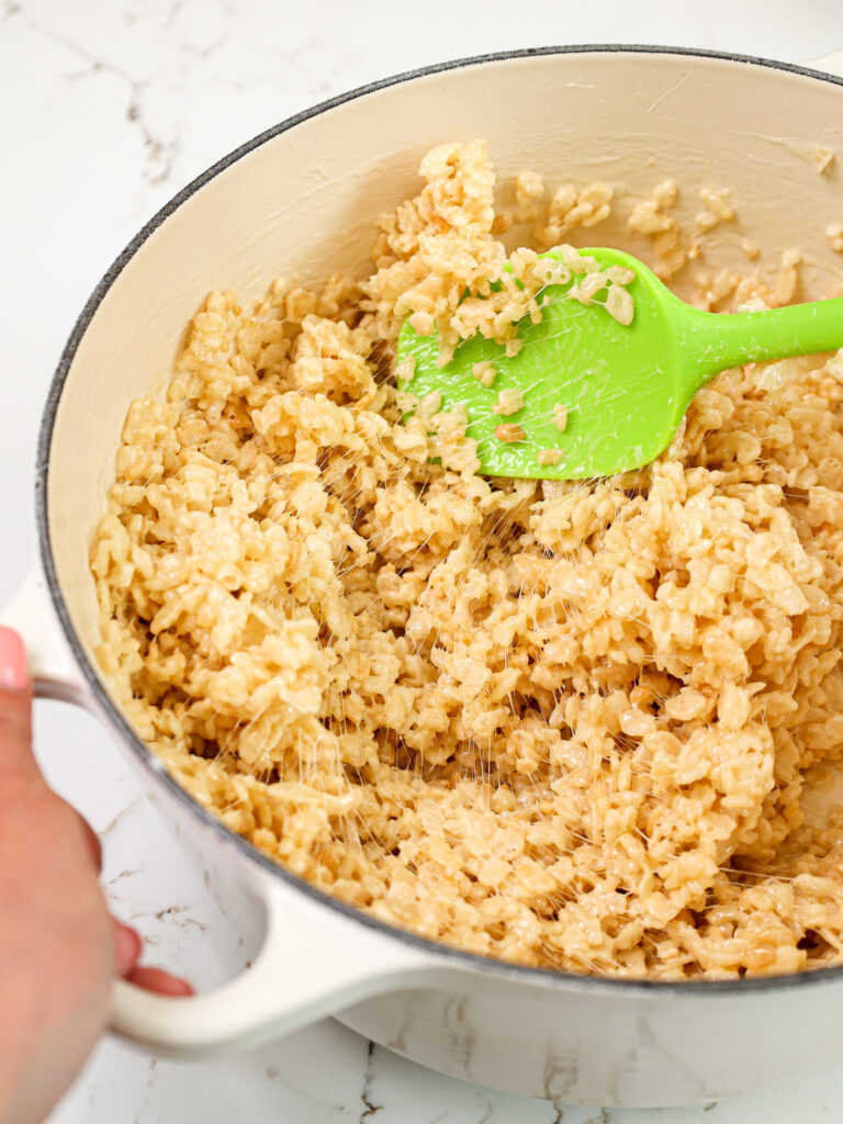 image of rice krispie treats being made in a dutch oven
