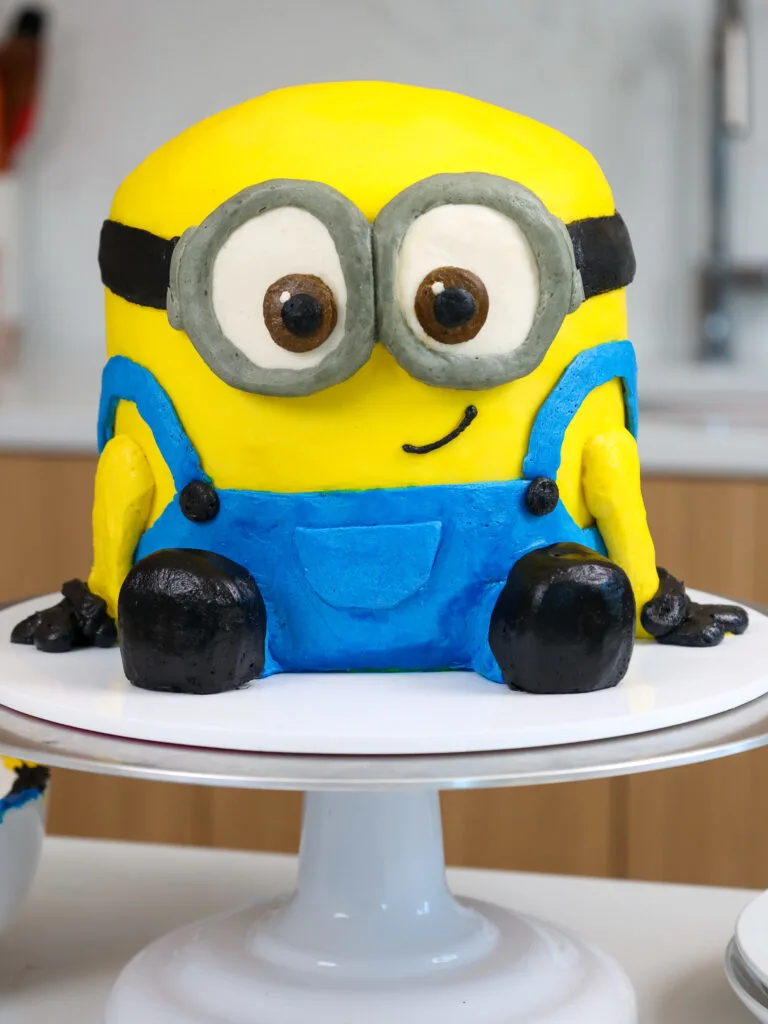 image of an all buttercream minions cake
