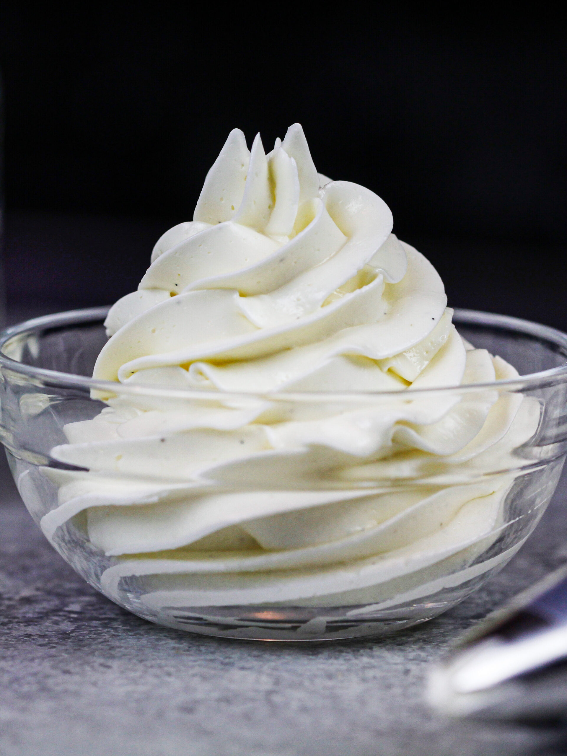 image of mascarpone cream piped into a dish to show how stable and pipeable it is
