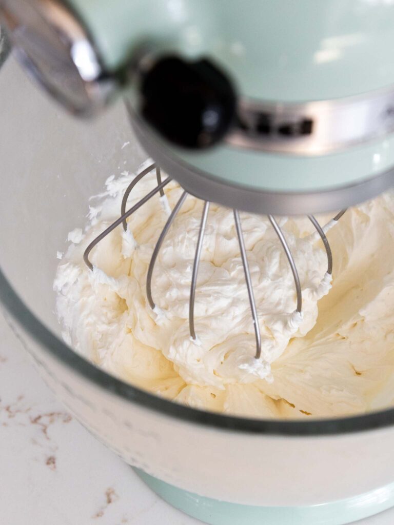 image of whipped cream being made in a stand mixer