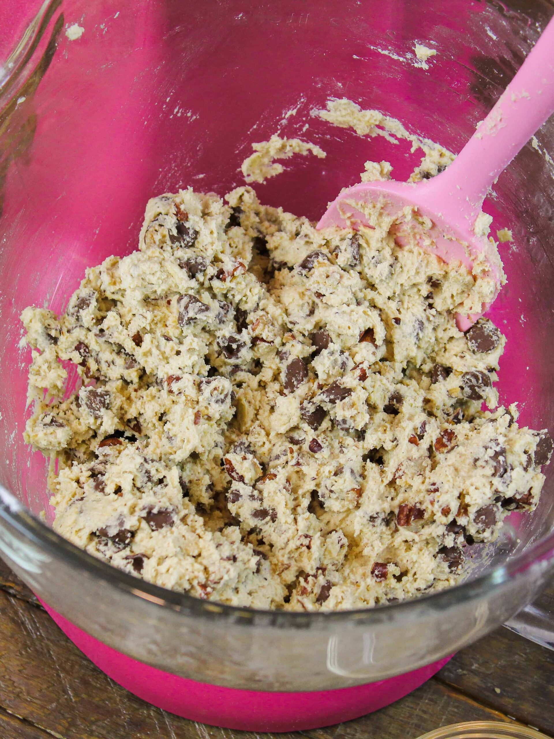 image of doubletree cookie dough ready to be scooped and baked