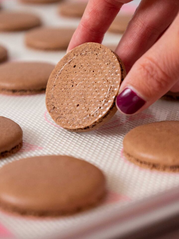 Dark Chocolate Macarons With Dark Chocolate Ganache Filling