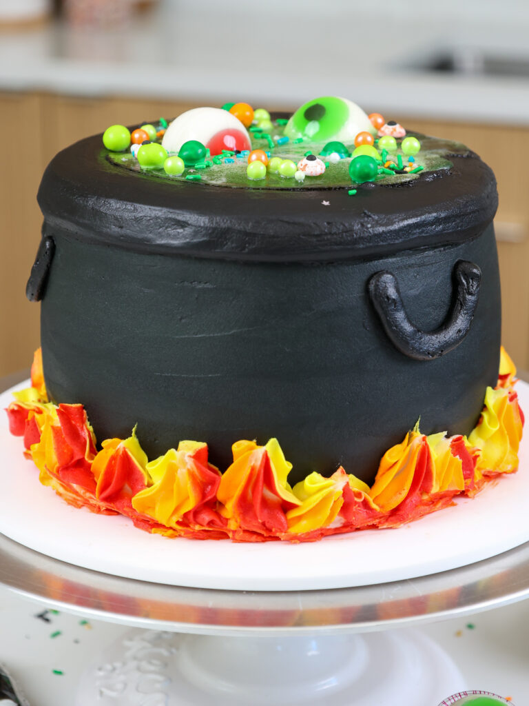 image of a cauldron cake made with