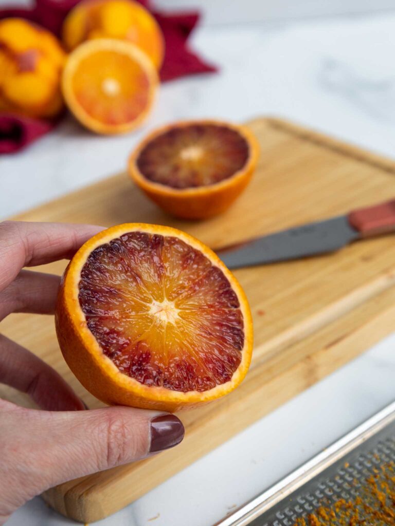image of a blood orange that's been cut in half