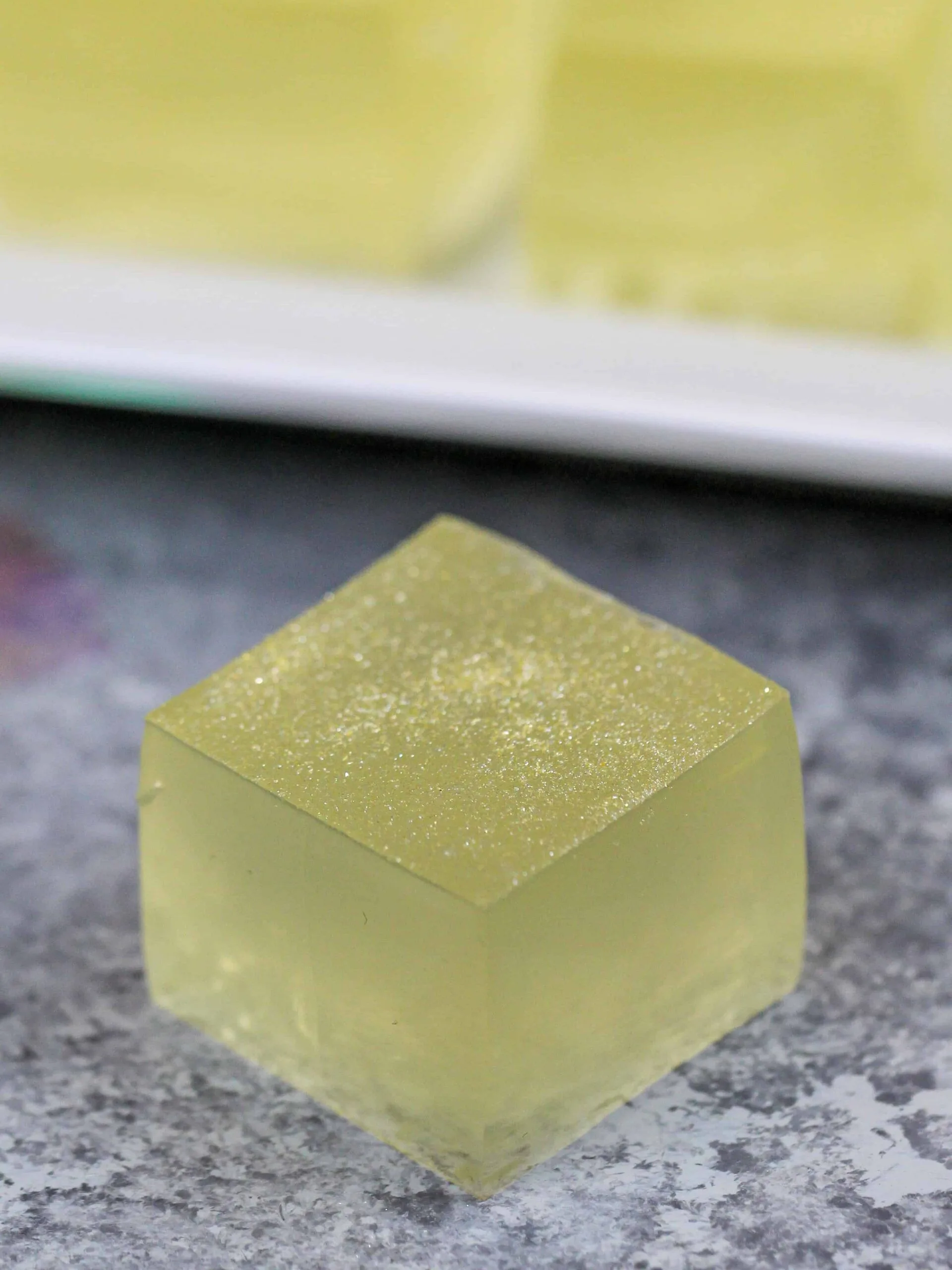 image of a beautiful square champagne jello shot