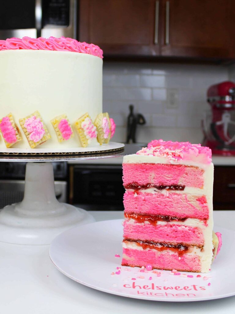 image of a strawberry filled poptart cake