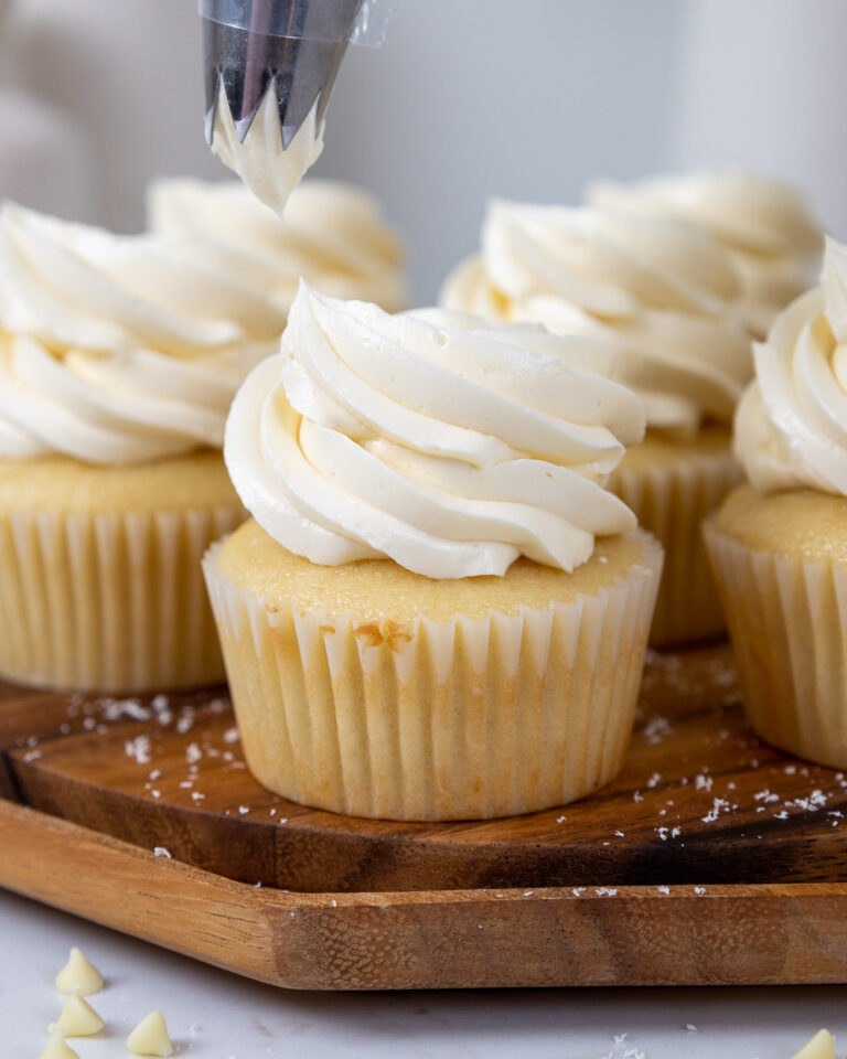 White Chocolate Cupcakes with White Chocolate Ganache Filling