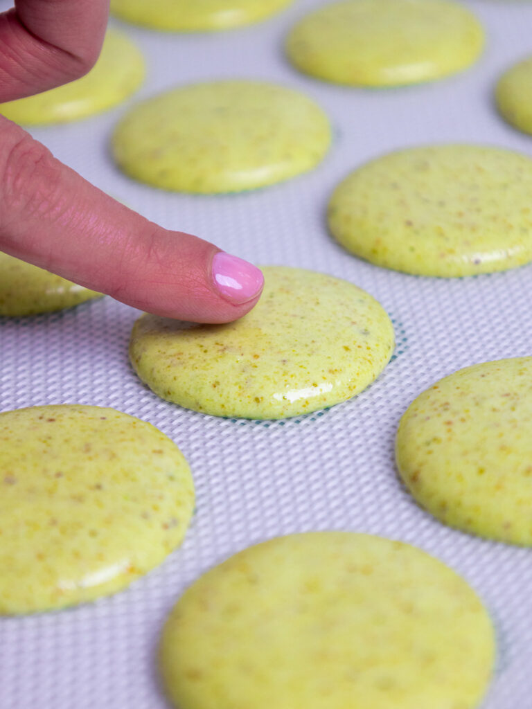 image of macaron shells that have rested and formed a skin