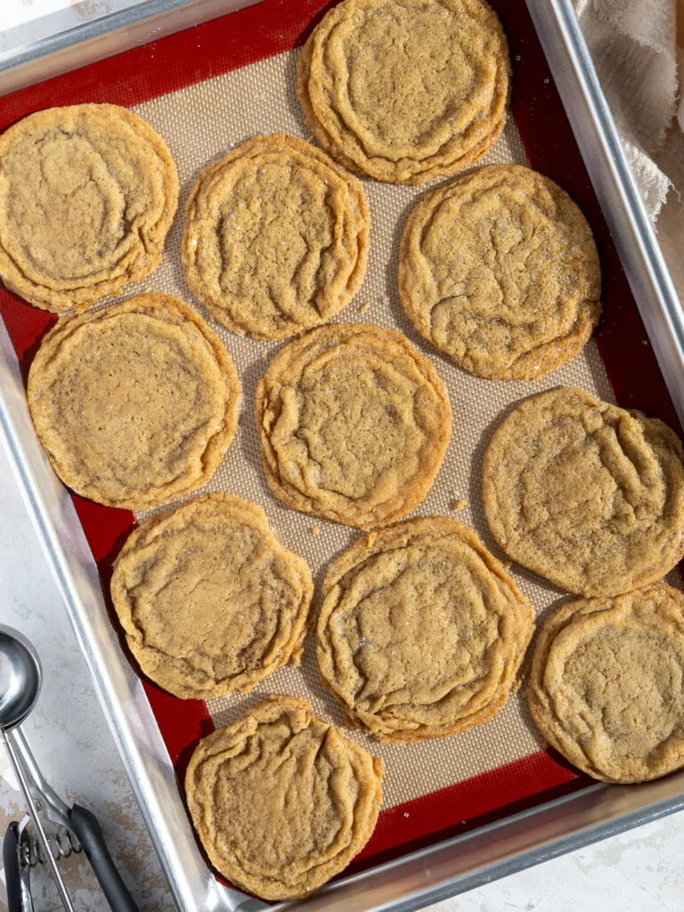 image of brown butter sugar cookies cooling on a baking sheet