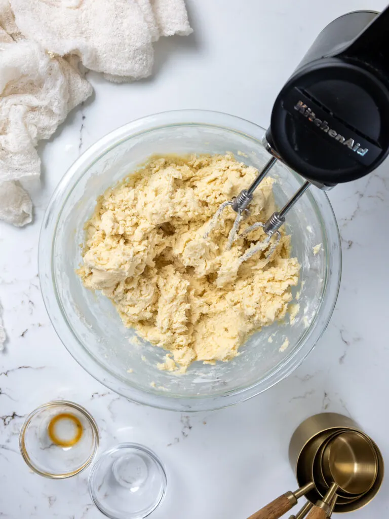 image of cream cheese cookie dough that's been mixed and is ready to be chilled