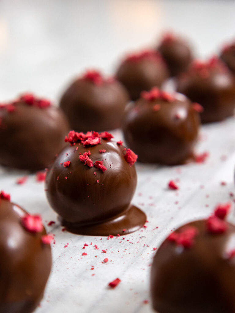 image of raspberry dark chocolate truffles