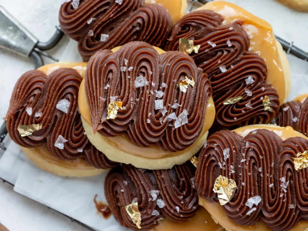 image of millionaire shortbread cookies on a platter