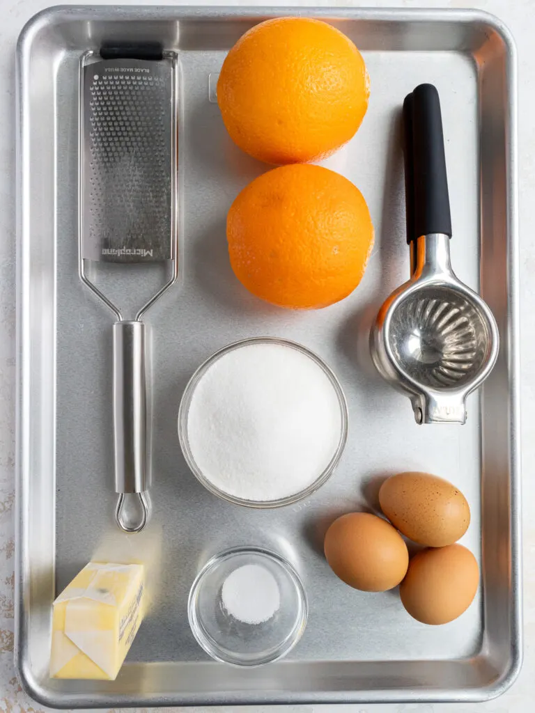 image of ingredients laid out to make orange curd