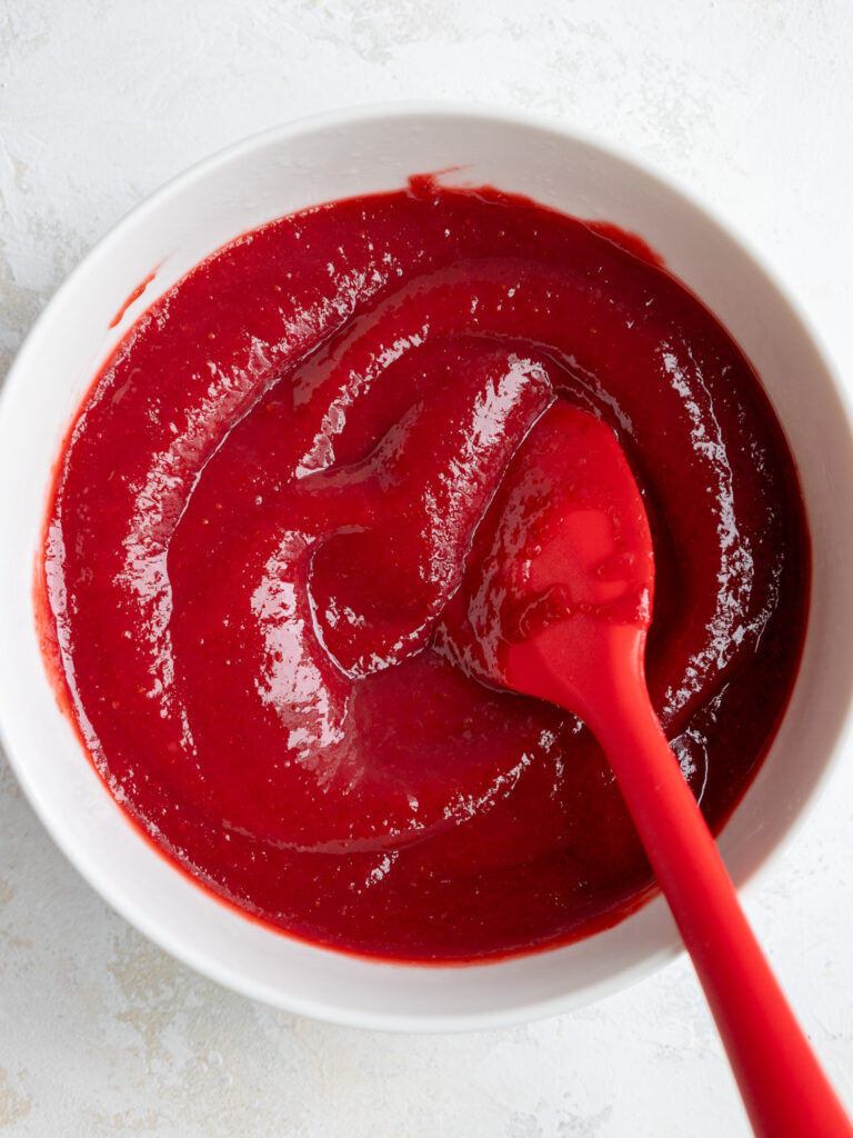 image of chilled strawberry reduction in a bowl