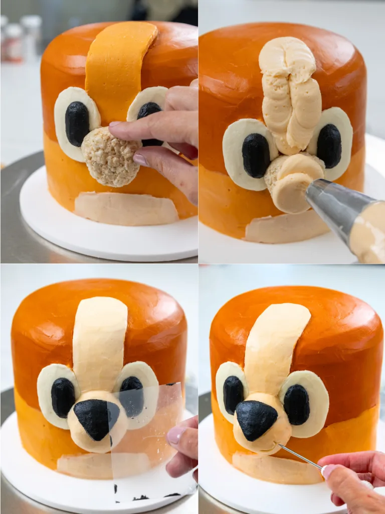 image of a Bingo cake being decorated with buttercream