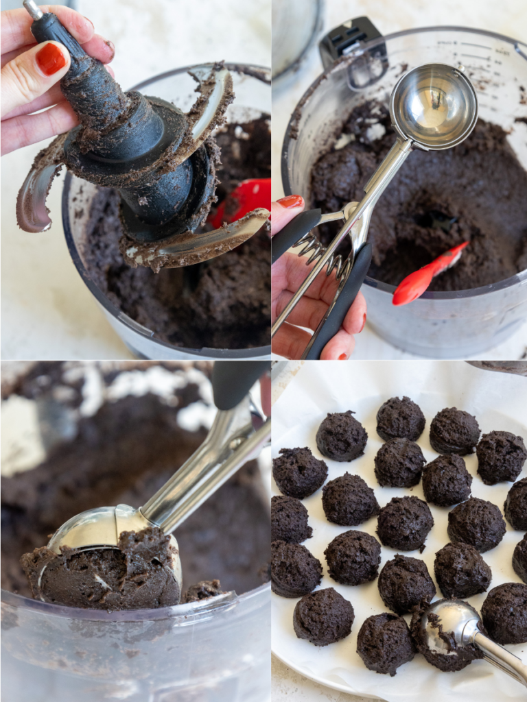 image of oreo cake pops being scooped