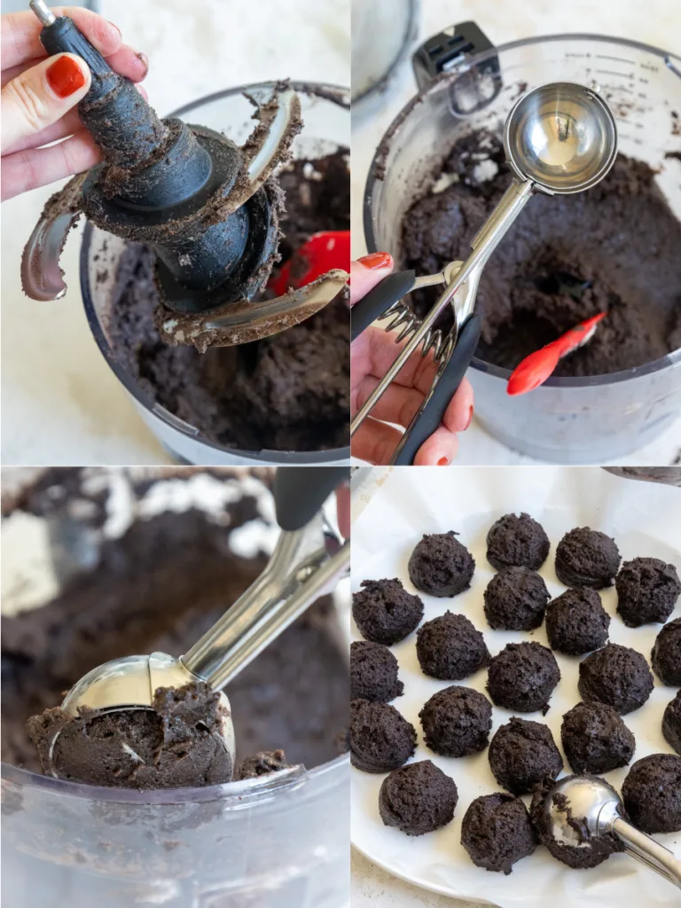 image of oreo cake pops being scooped