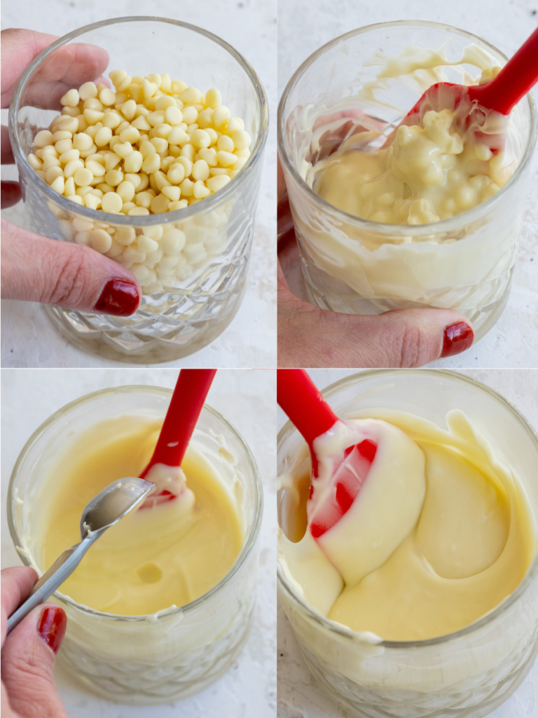 image of white chocolate being melted and thinned with oil