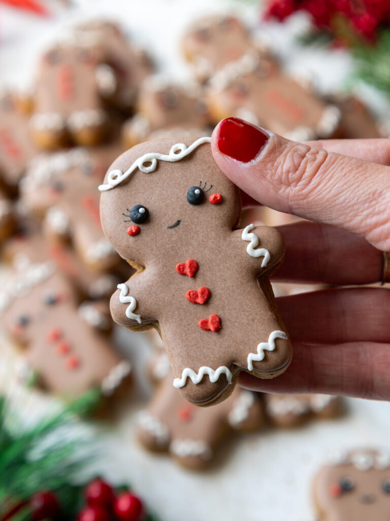 image of gingerbread men sugar cookies decorated with royal icing