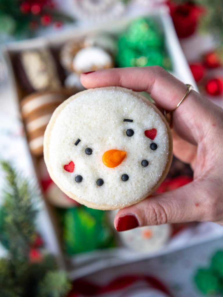 image of buttercream snowman cookie