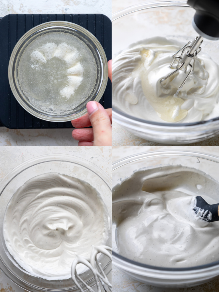 image of gelatin being melted and mixed into a marshmallow mixture