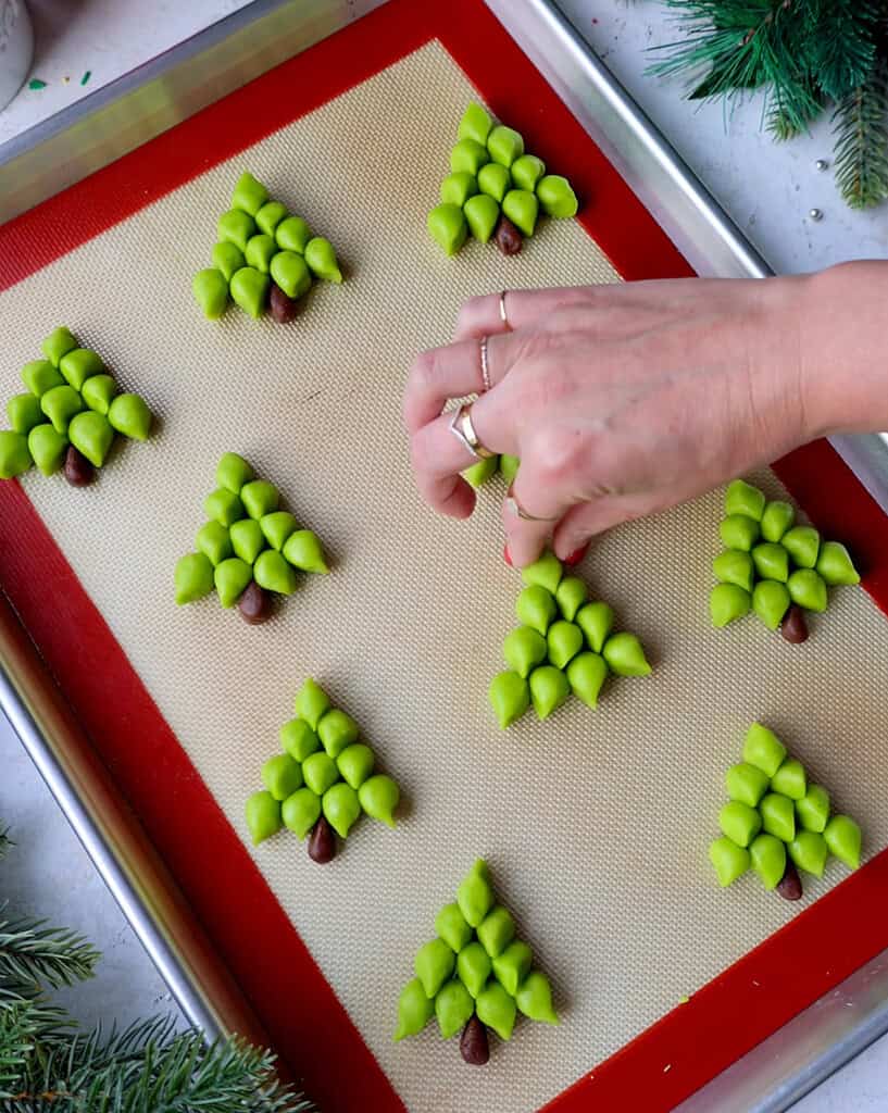 image of christmas tree cookies being shaped