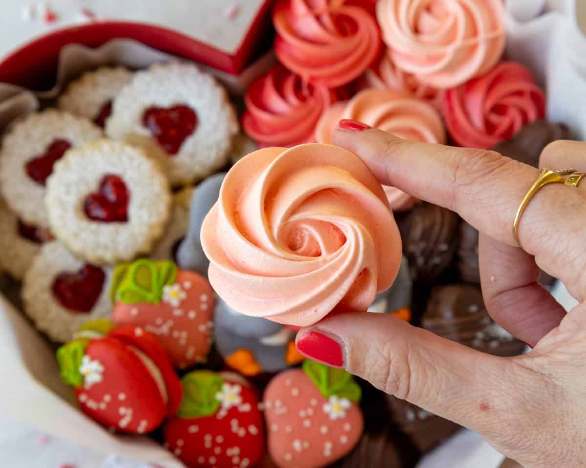 image of a rose shaped meringue