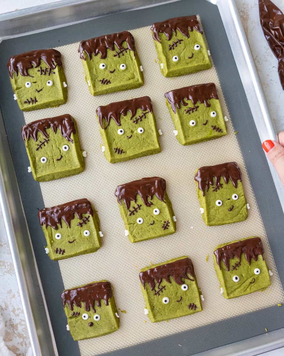 image of a cute frankenstein cookie that's been made for halloween