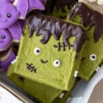 image of a cute frankenstein cookie that's been made for halloween