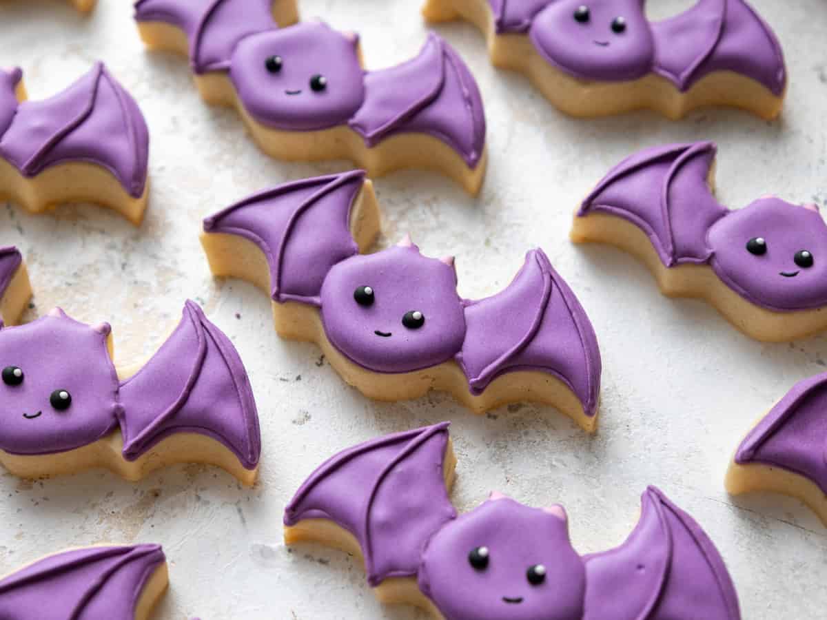 image of cute bat cookies that've been decorated with royal icing