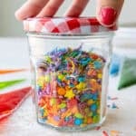 image of homemade sprinkles that have been poured into a jar to be stored