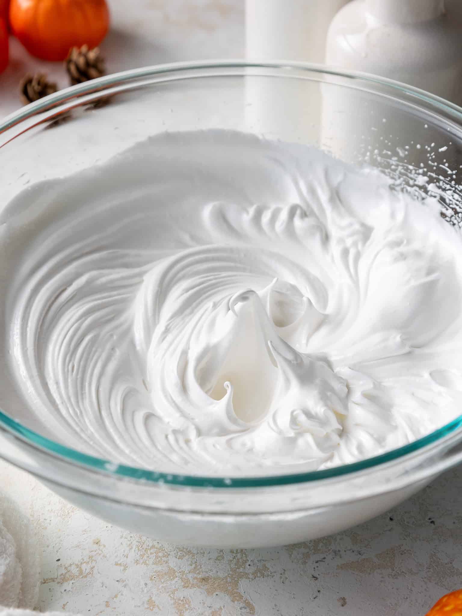 meringue that's been beaten to have stiff peaks