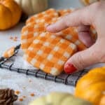 image of orange gingham shortbread cookies